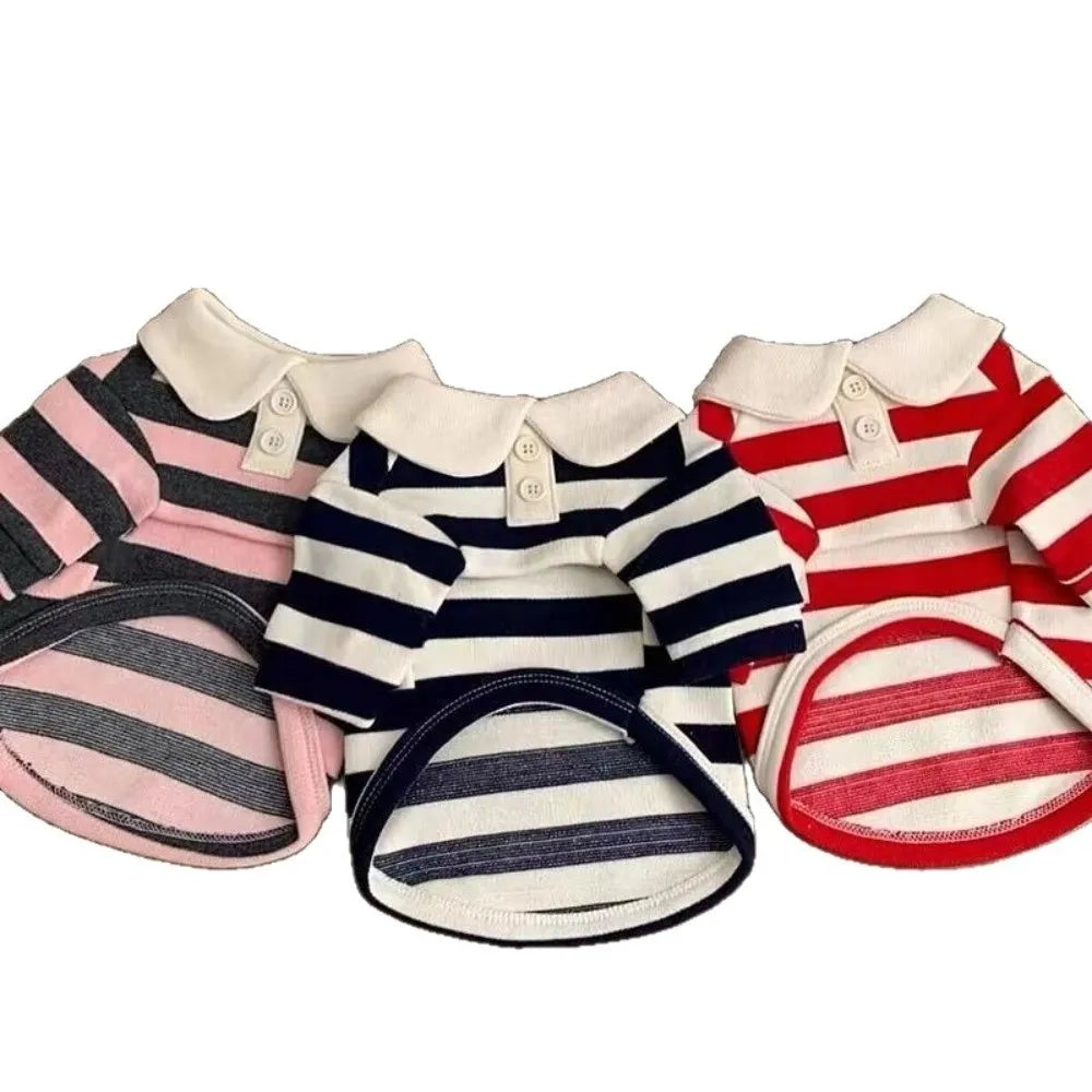 Striped Collared Dog Shirt & Breathable Cooling Vest — Soft Polyester T-Shirt for Small Dogs | XS–2XL