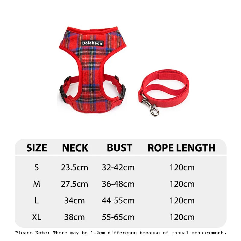 Dog Harness & Leash Set — Soft Vest with 47" Leash for Small & Medium Dogs | Lattice, Denim, Velvet & Print Styles