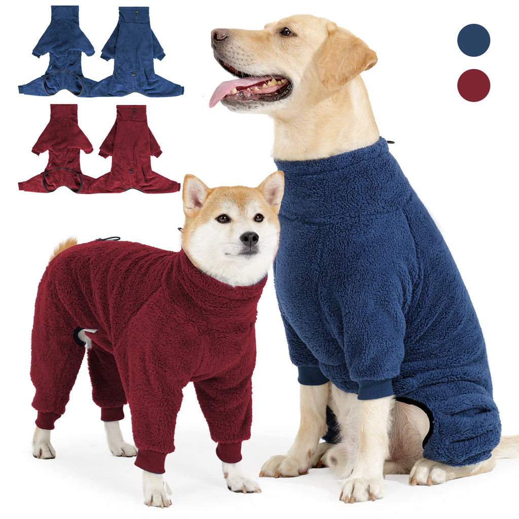 Dog Winter Coat Soft Pullover Pajamas, Warm Dog Cold Weather Coats Fleece Coat, Cozy Winter Jacket Windproof Fullbody Jumpsuit