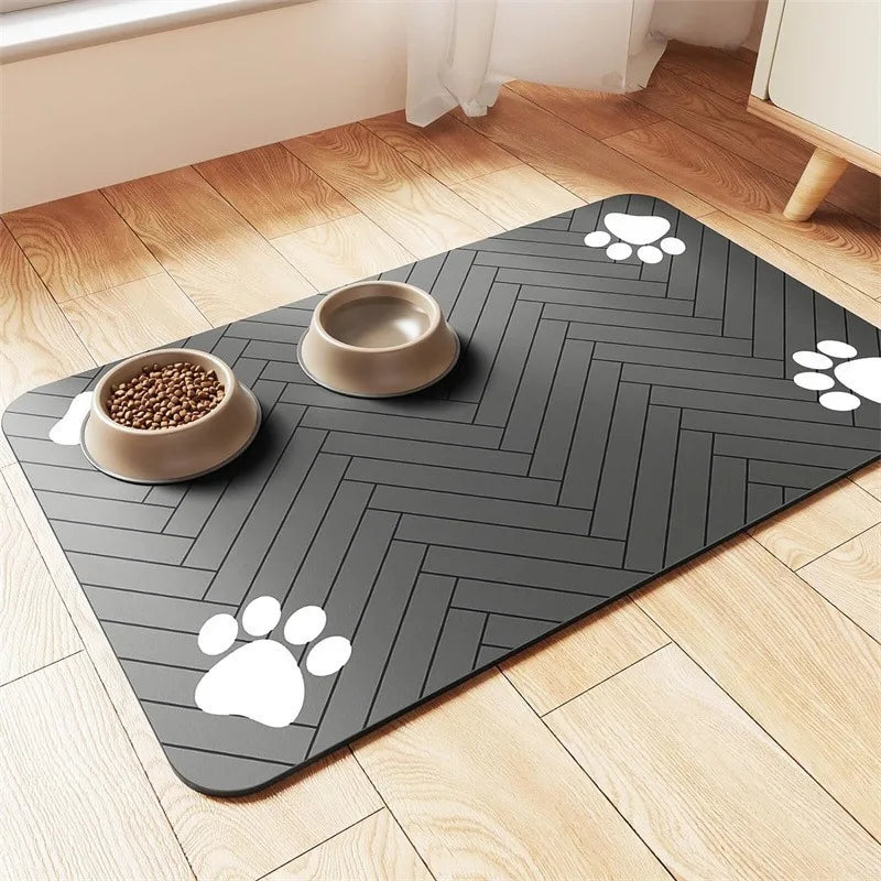 Absorbent Pet Feeding Mat — Non-Slip Waterproof Placemat for Dog & Cat Food and Water Bowls | 3 Sizes | 3 Styles