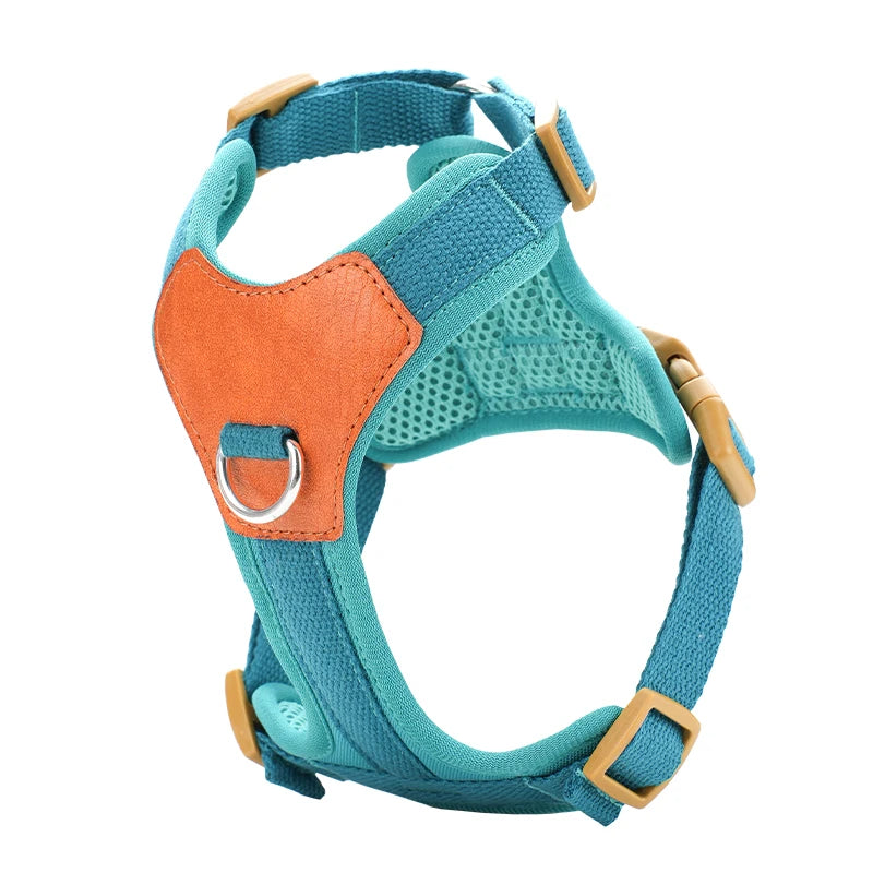 HP374--Retro Pet Harness for dogs，Adjustable webbing and High-quality PU Leather，Breathable mesh lining. Fashioned Furbabies