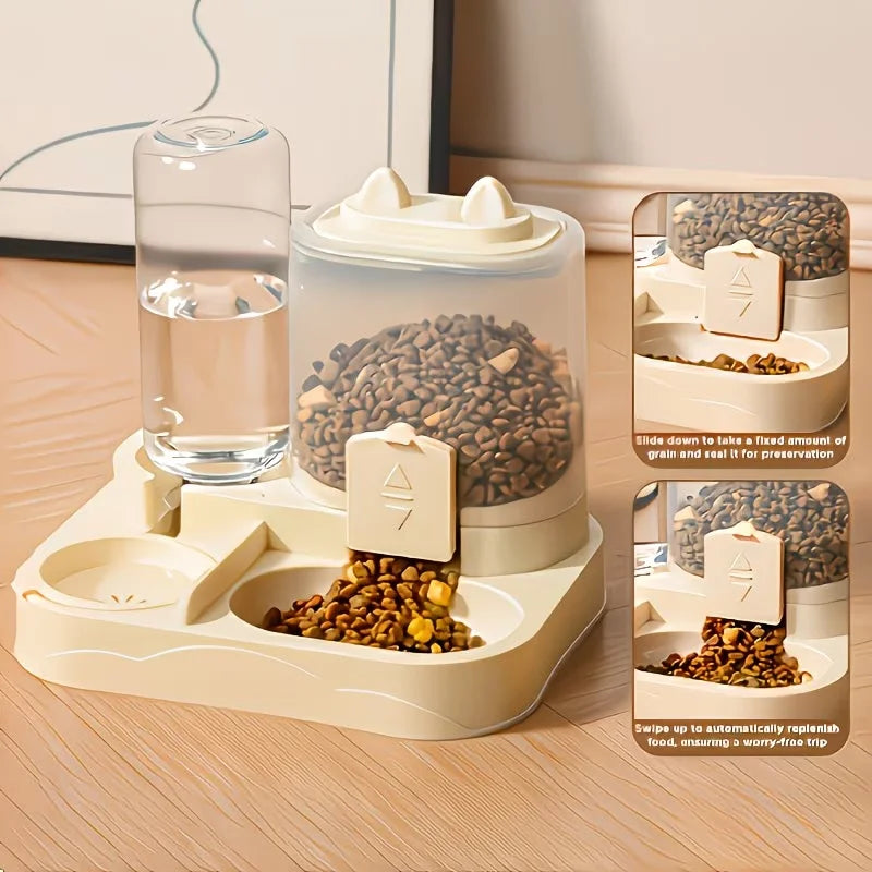 2-in-1 Pet Feeder & Water Dispenser — Dry/Wet Separation Transparent Travel Feeder for Cats & Dogs | 3 Colors