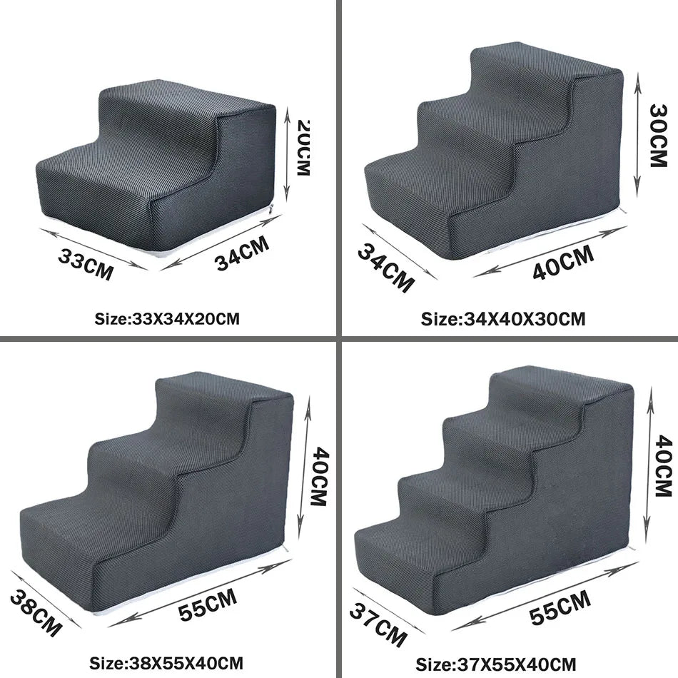 Pet Stairs & Dog Ramp — Detachable Sponge Steps for Dogs & Cats | 3-Step, Big 3-Step & 4-Step