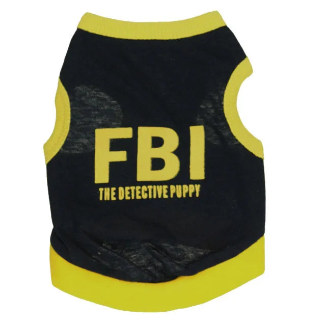 FBI Camouflage Letter Print Dog Vest — Breathable 100% Cotton Summer T-Shirt for Small Dogs | XS–XL