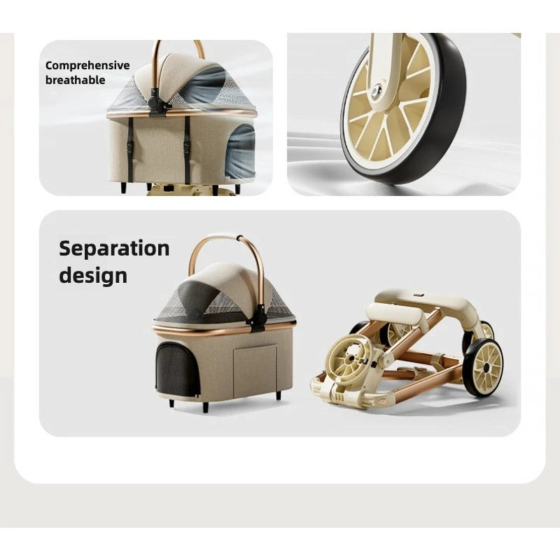 Luxury Pet Stroller 3 in 1  Detachable Carrier