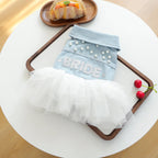 Bride Apparel For Dogs Autumn Denim Coat With Tutu Skirt Pet Dresses For Small Puppy Animal Cat Dachshund Suit Chihuahua Clothes Fashioned Furbabies