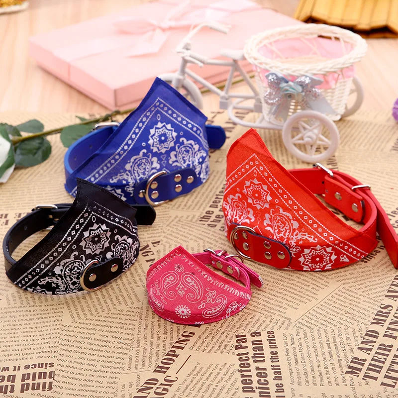 Dog & Cat Collar with Scarf | Adjustable PU Collar | XS–XL