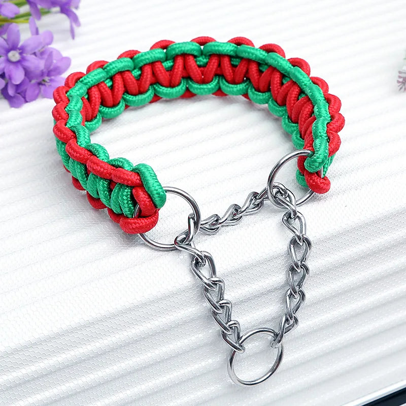 Adjustable P-Chain Dog Collar — Nylon Quick-Release Collar for Small, Medium & Large Dogs | 6 Colors | S–XL