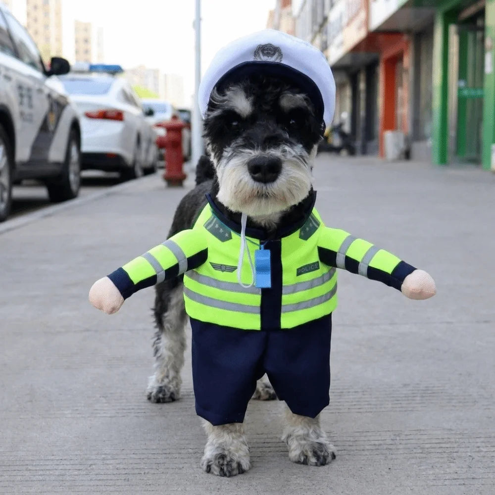 Career Cosplay Dog Jumpsuit | Funny Standing-Style Pet Transformation Costume S–XL