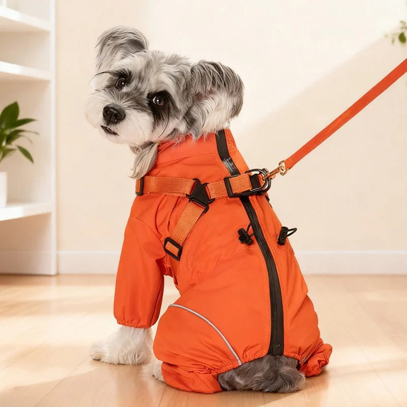 Waterproof Dog Rain Jacket with Built-In Harness — Windproof Jumpsuit for Small to Large Dogs | S–5XL