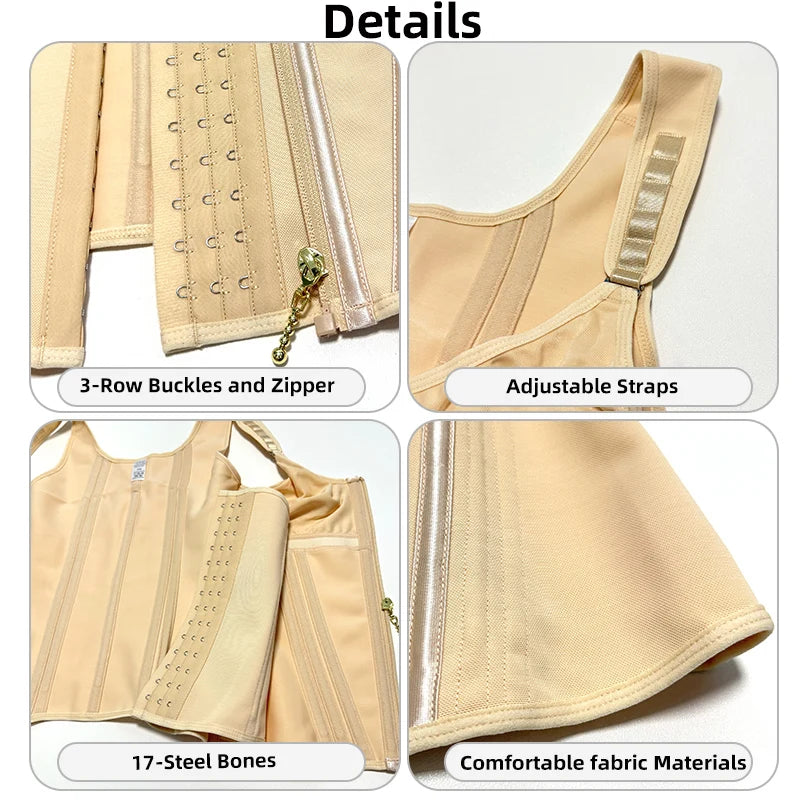 Colombian Fajas Waist Trainer – 17 Steel Bones & Triple-Hook Compression
