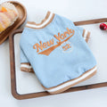 New York Denim Baseball Dog Shirt — Sporty Jean Pullover for Small Dogs | XS–XL
