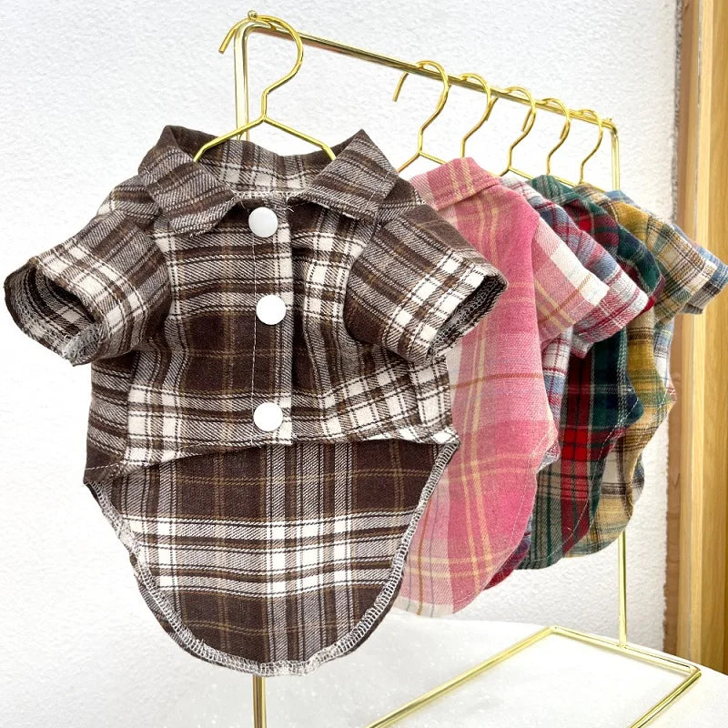 Pet Shirt for Small Large Dogs Classical Plaid Dog Clothes Breathable Puppy Coat Autumn Cat Shirt Fashion Pet Costumes Dog Vest