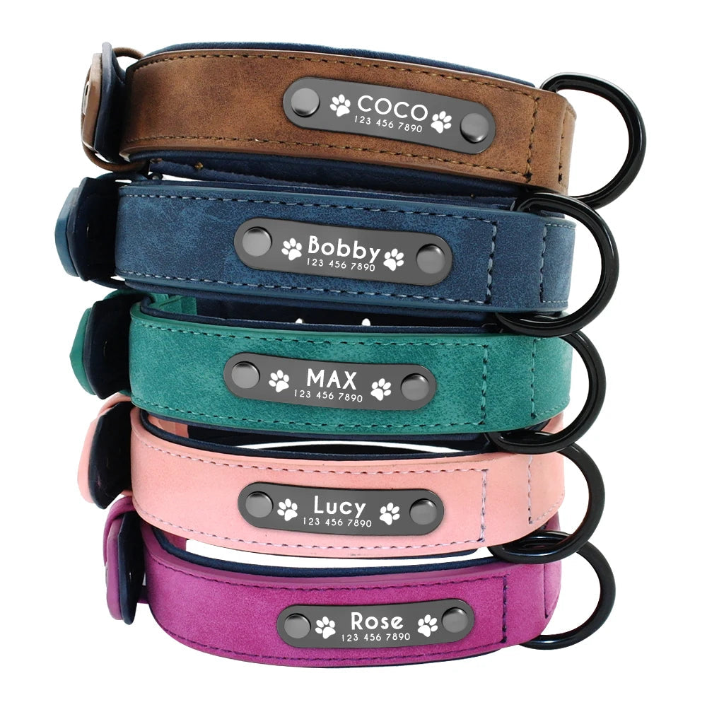 Leather Dog Collar Leash Custom Durable Leather Pet Collars and Leashes Walking Leads Strap Cusomized for Small Medium Large Dog Fashioned Furbabies