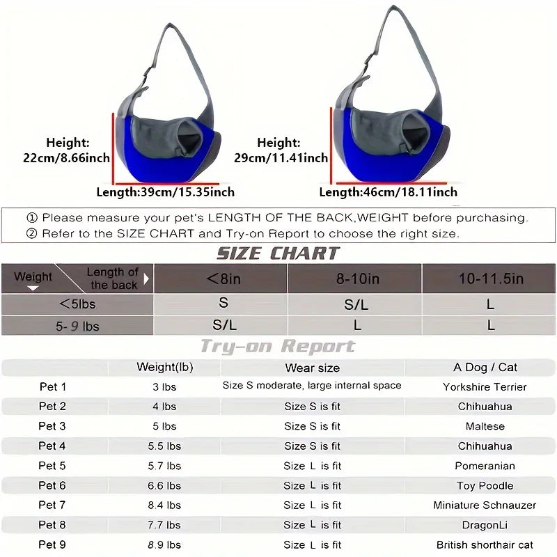 Dog Sling Carrier & Crossbody Bag — Breathable Mesh Pet Backpack for Small Dogs & Cats | Hiking & Travel