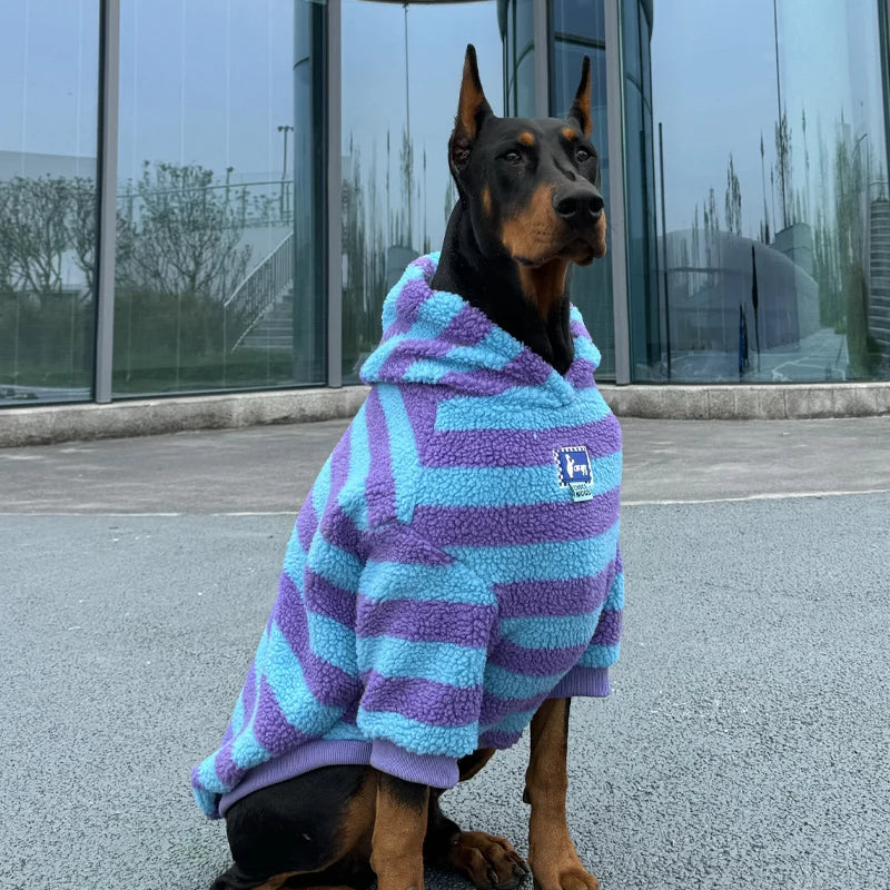 Fashion Dog Hoodies for Large Dogs Warm Striped Big Dog Coat Soft Media Big Dog Clothes Hoodies for Golden Retriever Doberman