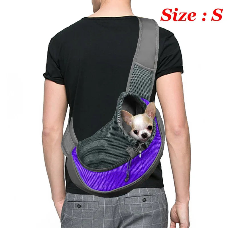 Dog Sling Carrier & Crossbody Bag — Breathable Mesh Pet Backpack for Small Dogs & Cats | Hiking & Travel
