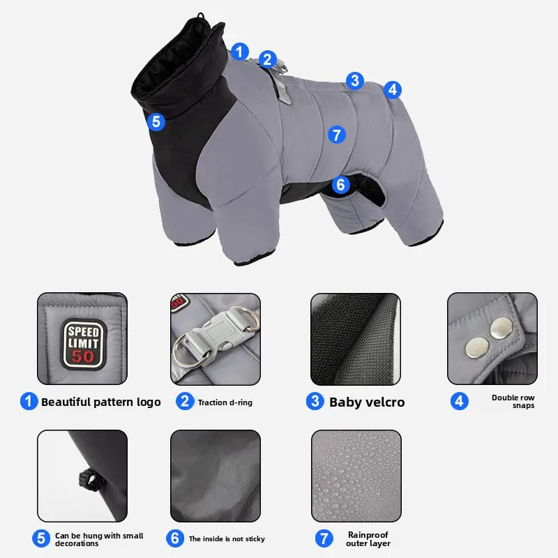 Winter dog cotton coat, , waterproof, non stick fur,