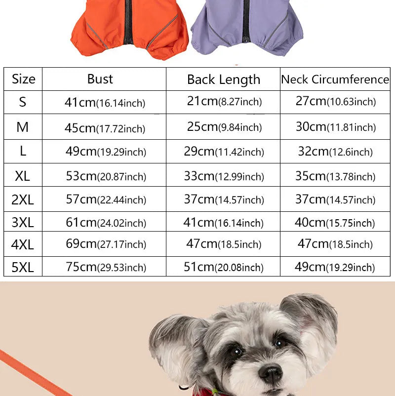 Waterproof Dog Rain Jacket with Built-In Harness — Windproof Jumpsuit for Small to Large Dogs | S–5XL