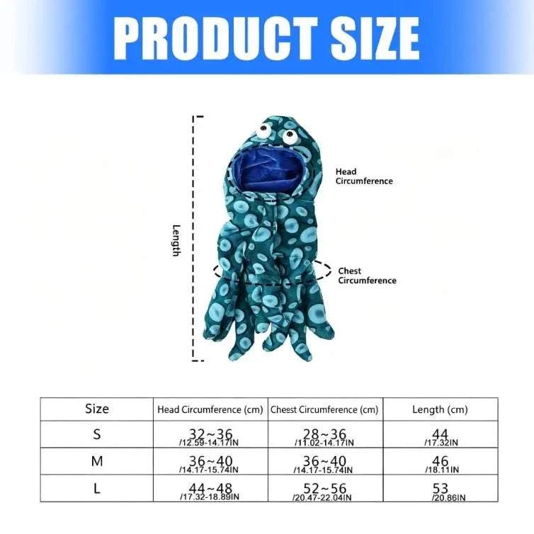 Halloween Octopus Pet Costume | Hooded Soft Pullover for Dogs & Cats S–L