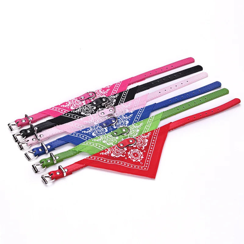 Dog & Cat Collar with Scarf | Adjustable PU Collar | XS–XL