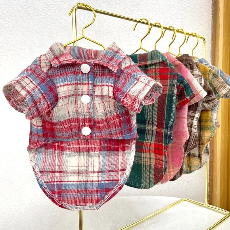 Pet Shirt for Small Large Dogs Classical Plaid Dog Clothes Breathable Puppy Coat Autumn Cat Shirt Fashion Pet Costumes Dog Vest