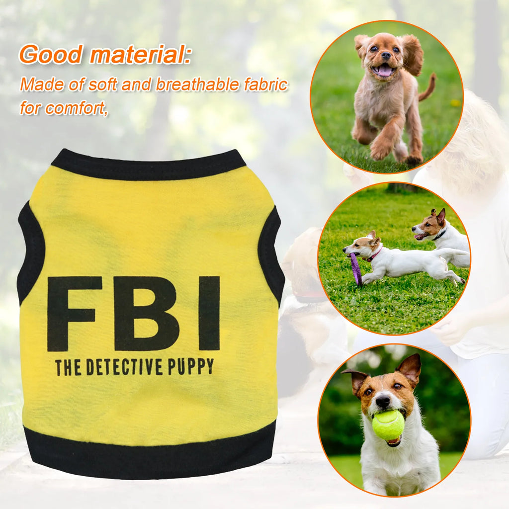 FBI Camouflage Letter Print Dog Vest — Breathable 100% Cotton Summer T-Shirt for Small Dogs | XS–XL
