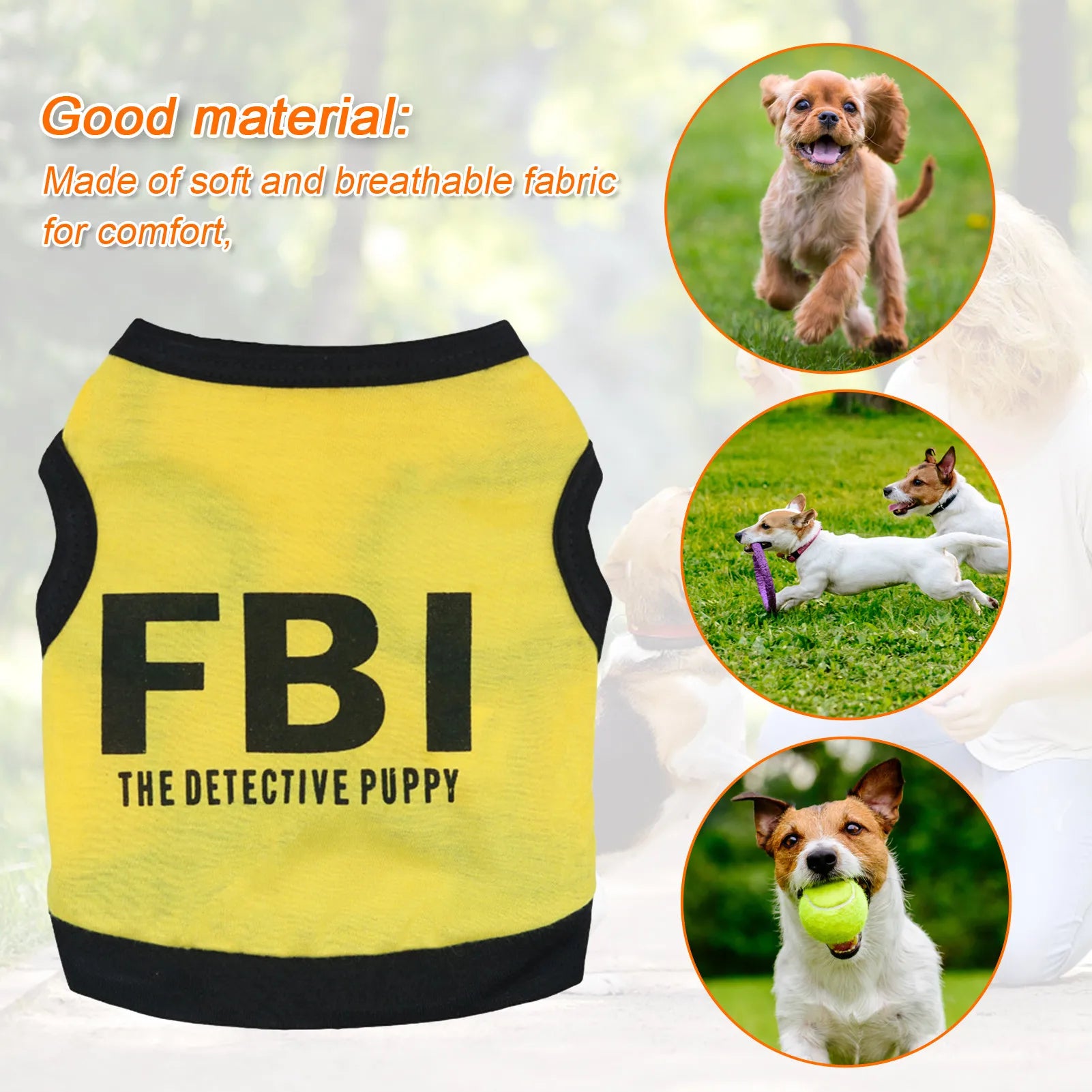 FBI Camouflage Letter Print Dog Vest — Breathable 100% Cotton Summer T-Shirt for Small Dogs | XS–XL