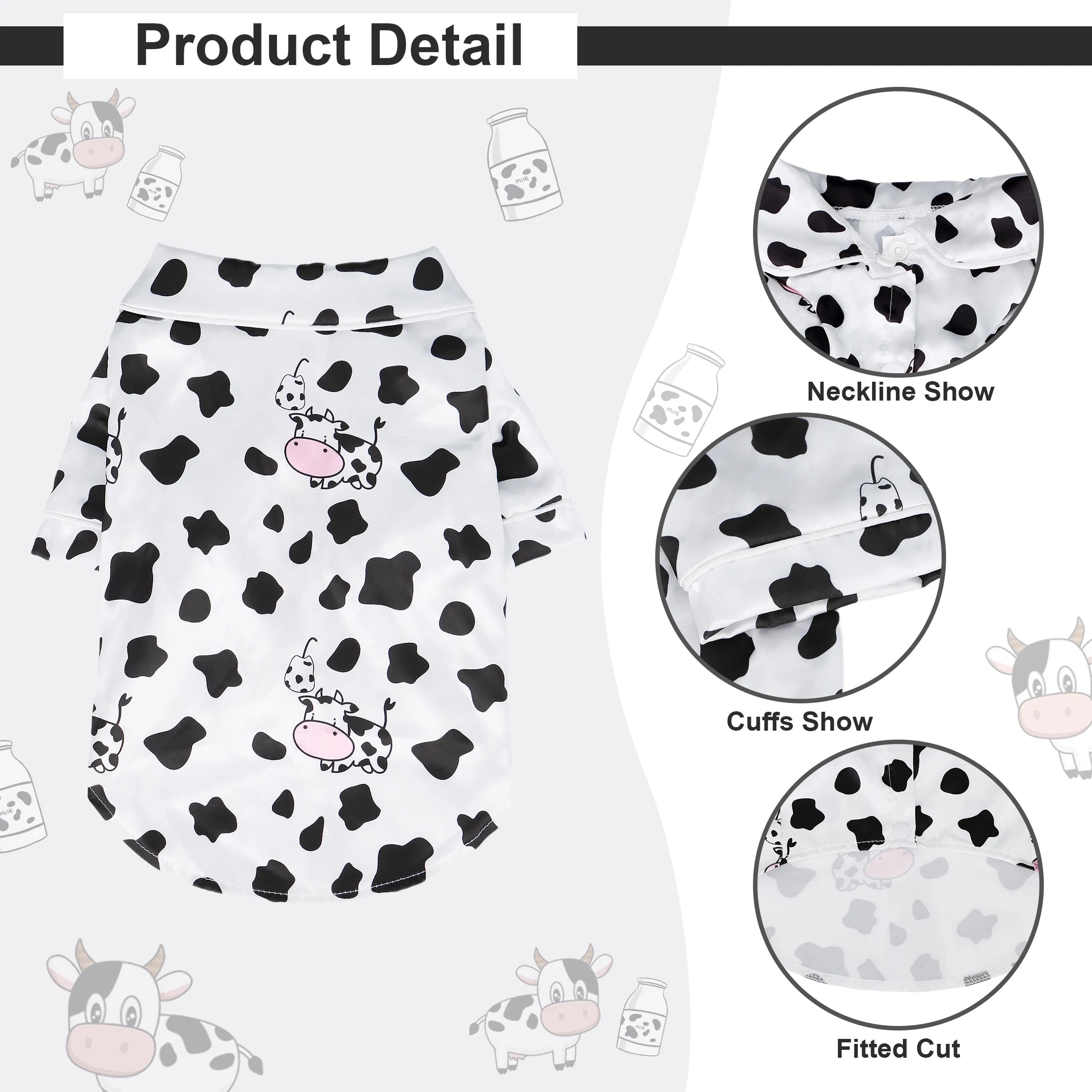 Pet Dog pajamas Clothes - Cute Adorable Leopard & Bee & Cow Print, Lightweight Cozy Soft Homewear Outfit Pet Wear Clothes Fashioned Furbabies