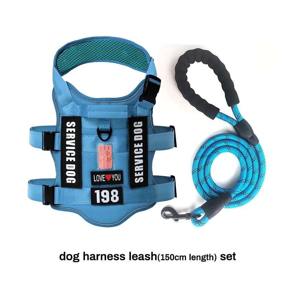 Service Dog Vest & No-Pull Harness with 4 Patches — Reflective, Padded Handle | S, M, L