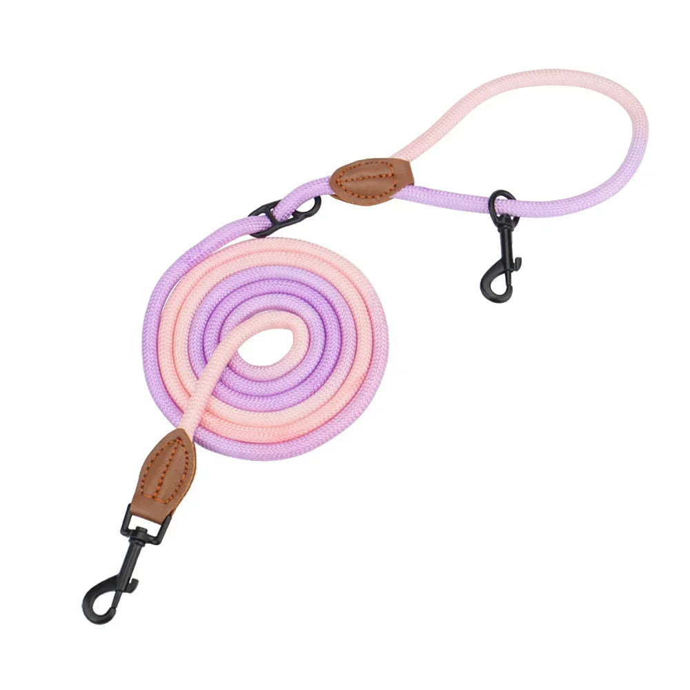 Hands-Free Crossbody Double Dog Leash — Adjustable Nylon Running & Walking Leash | 5 Prints | 92.5"