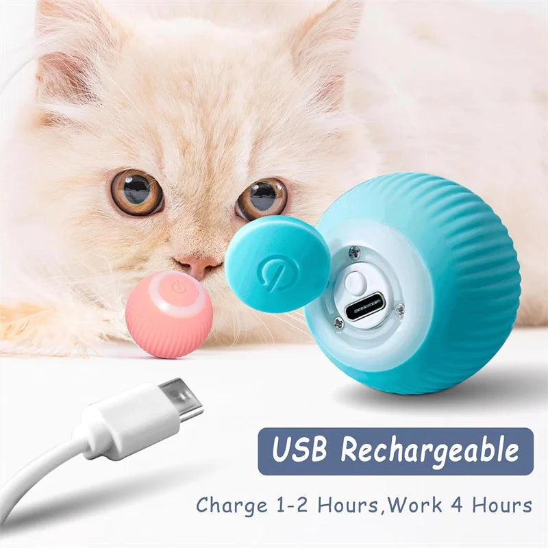 Smart Interactive Bouncing Ball Toy — USB Rechargeable Auto-Moving Ball for SmallDogs & Cats | 3-Hour Playtime | Dual Mode￼ (please observe pets when playing with this toy)
