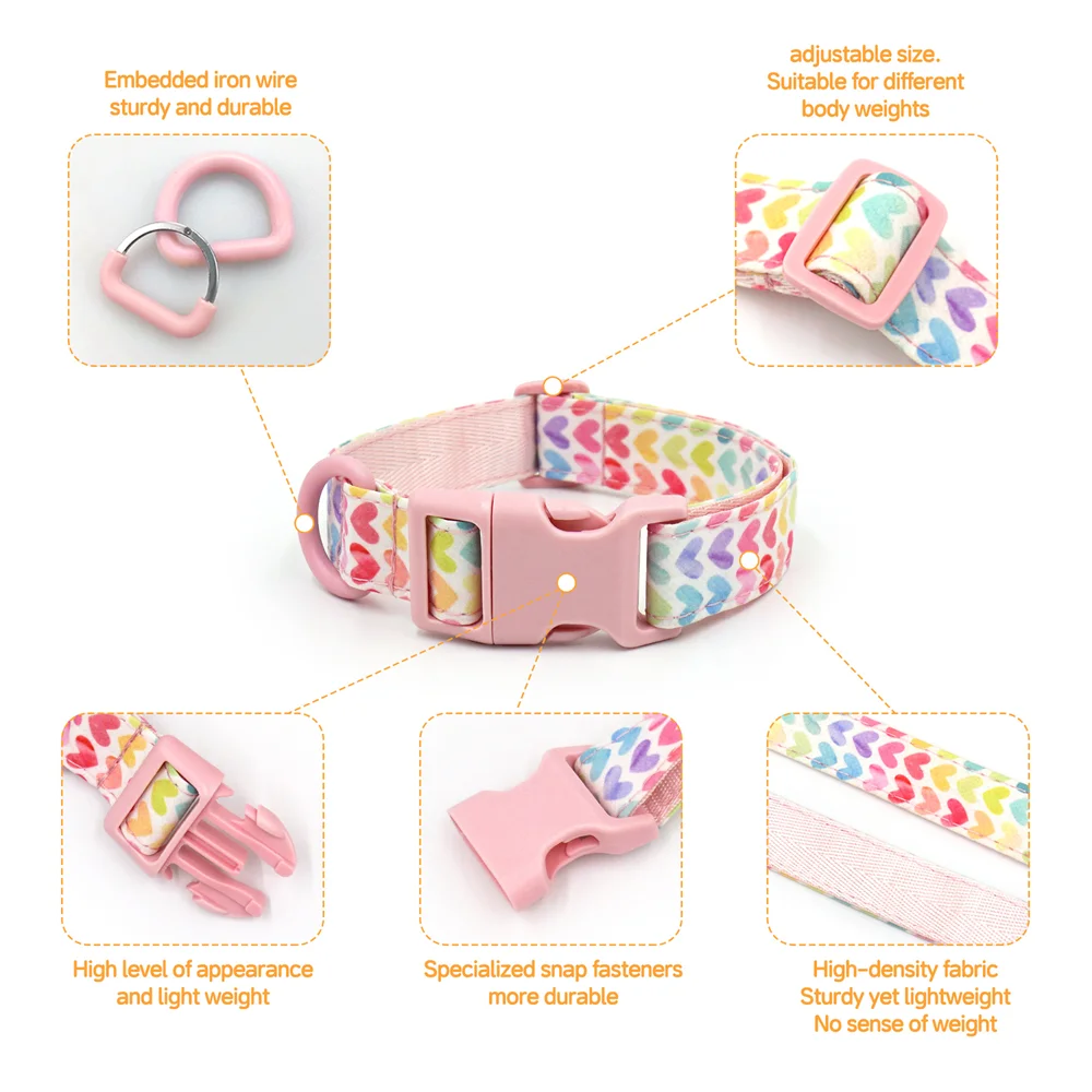 Luxury Bow Dog Collar Set | Cotton & Polyester | XS–XL | With Leash & Poop Bag