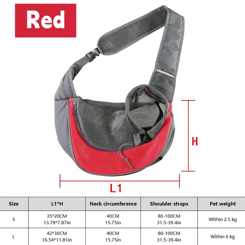 Dog Sling Carrier & Crossbody Bag — Breathable Mesh Pet Backpack for Small Dogs & Cats | Hiking & Travel