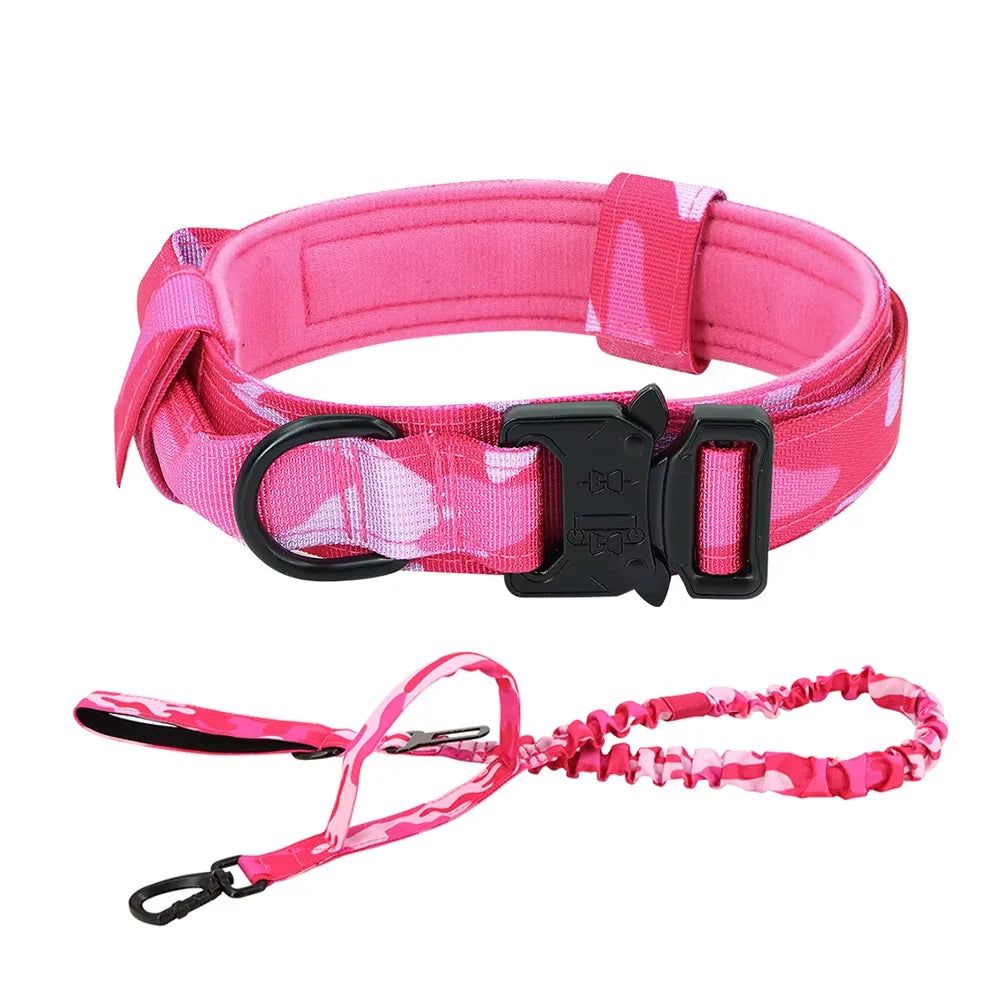 Tactical Dog Collar with Control Handle — 1000D Nylon, Double Closure & D-Ring | Collar Only or Collar & Leash Set | M–XL