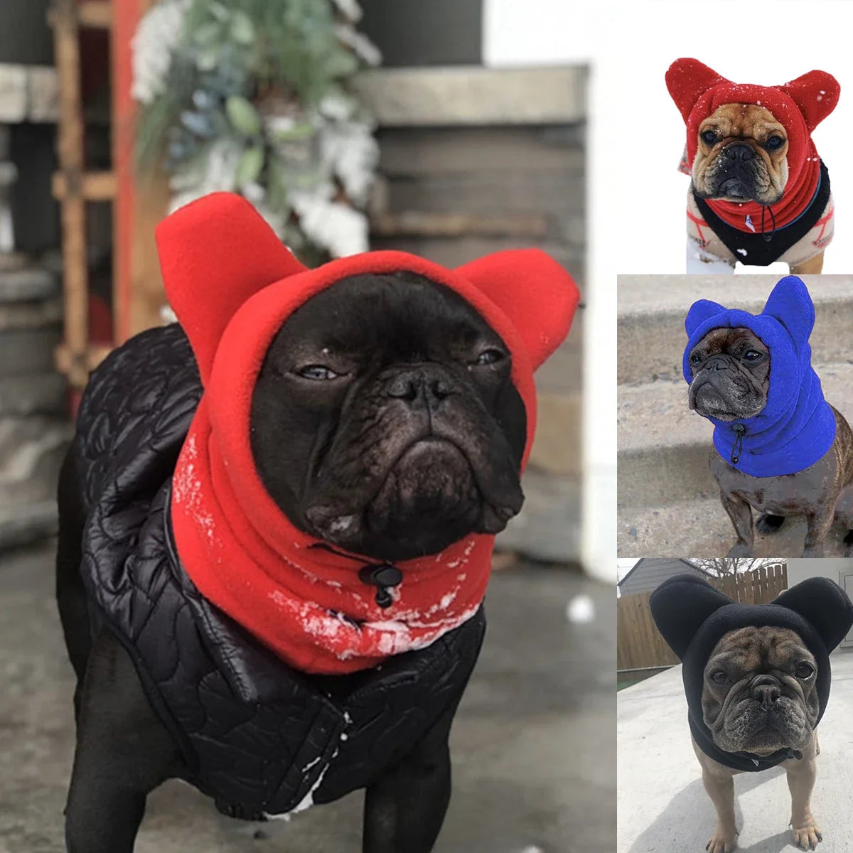 Winter Pet Hat Fleece Dog Warm Hat Ears Hoodie Scarf Set Pet Cat Dog Hat Headgear Warm Earmuffs Dog Warmth Accessories Outfits