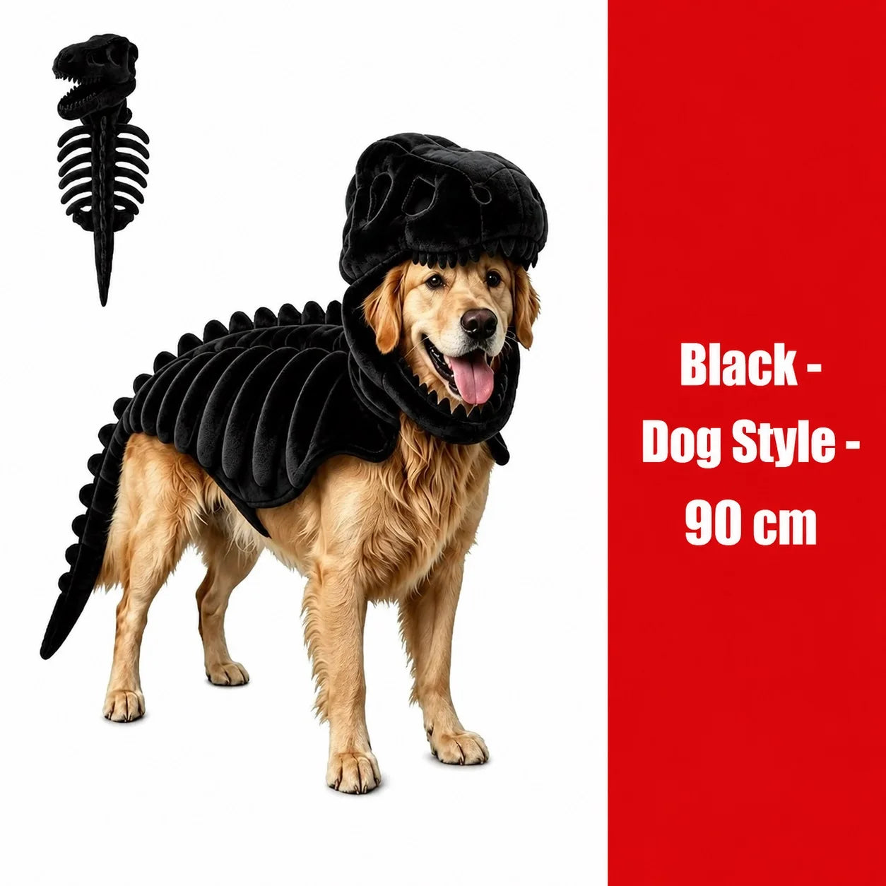 Halloween Dinosaur Skeleton Pet Costume | Plush Over-the-Head Cosplay for Dogs & Cats
