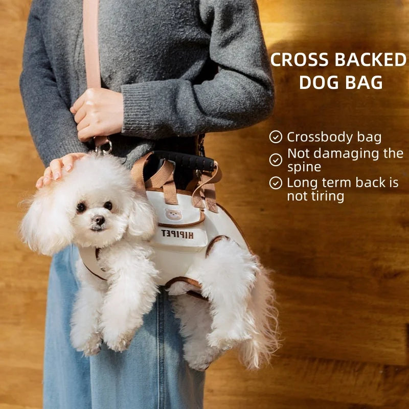 Convertible Breathable Hands-Free Pet Carrier Travel Bag with Harnesses Clip Adjustable Shoulder Handheld for Hiking Daily Use Fashioned Furbabies