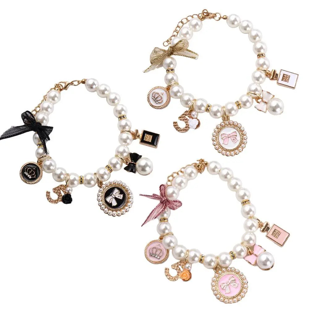 Pearl Bow Princess Dog & Cat Collar | Jeweled Necklace | S–L