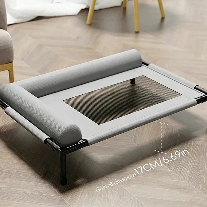 Elevated Cooling Mesh Pet Cot Bed with Neck Pillow — Breathable Four-Season Bed for Dogs & Cats | M & L | 3 Colors