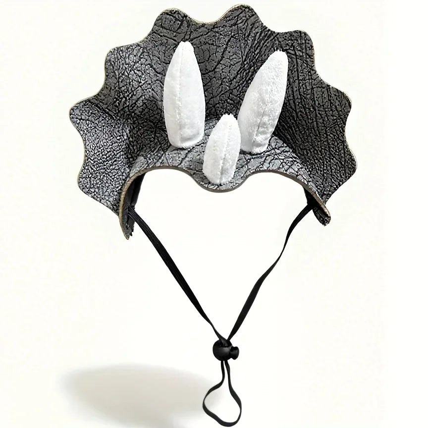 Halloween Dinosaur Dog Hat | Triceratops Headwear Costume for French Bulldogs & Small Dogs