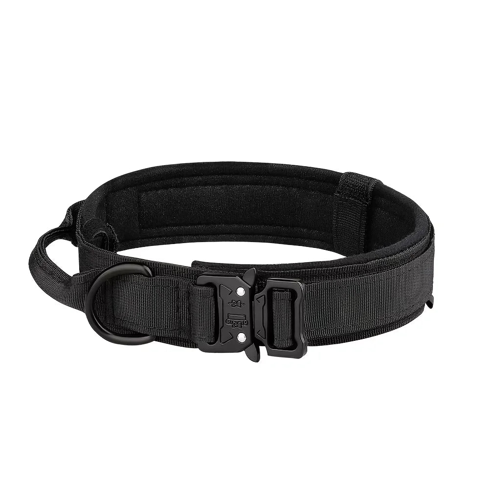 Tactical Dog Collar with Control Handle — 1000D Nylon, Double Closure & D-Ring | Collar Only or Collar & Leash Set | M–XL