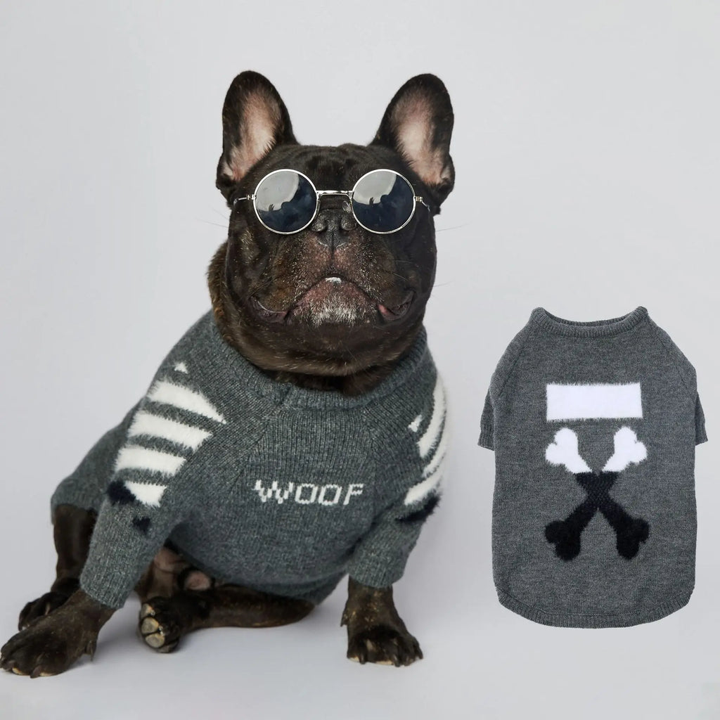 WOOF Knit Dog Sweater — Thick Cotton Jumper for French Bulldogs & Small-Medium Dogs | S–3XL