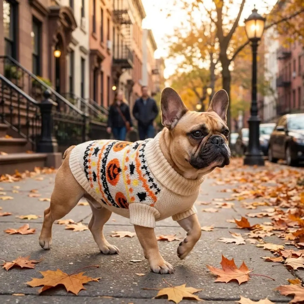 Halloween Pumpkin Dog Sweater | Cozy Knit Turtleneck for Cats & Dogs XS–XL