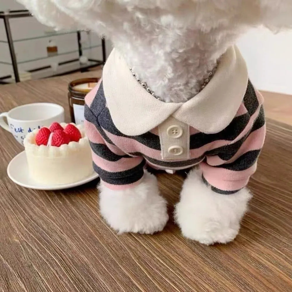 Striped Collared Dog Shirt & Breathable Cooling Vest — Soft Polyester T-Shirt for Small Dogs | XS–2XL