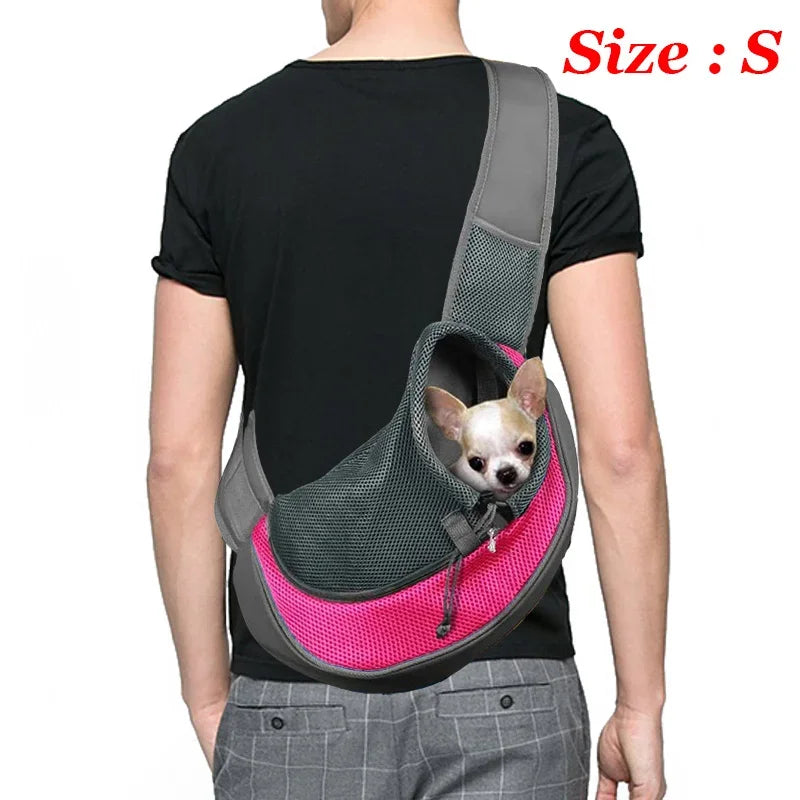 Dog Sling Carrier & Crossbody Bag — Breathable Mesh Pet Backpack for Small Dogs & Cats | Hiking & Travel