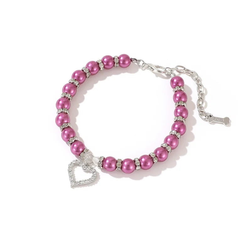 Luxury Pearl & Rhinestone Dog Necklace Collar | Bling Pet Collar | S–L