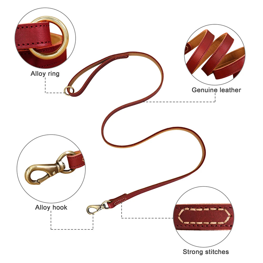 Real Leather Dog Leash Durable Medium Large Dog Lead Genuine Leather Walking Pet Leads Leash for Dogs German Shepherd Pitbull Fashioned Furbabies