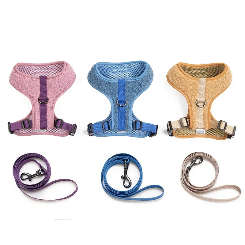 Dog Harness & Leash Set — Soft Vest with 47" Leash for Small & Medium Dogs | Lattice, Denim, Velvet & Print Styles