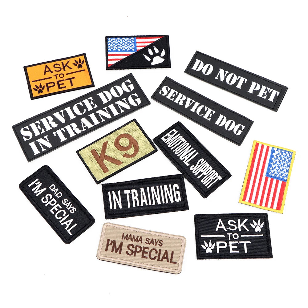 Embroidered Service Dog Patch — Removable Velcro ID Tag for Dog Vests, Harnesses & Tactical Gear